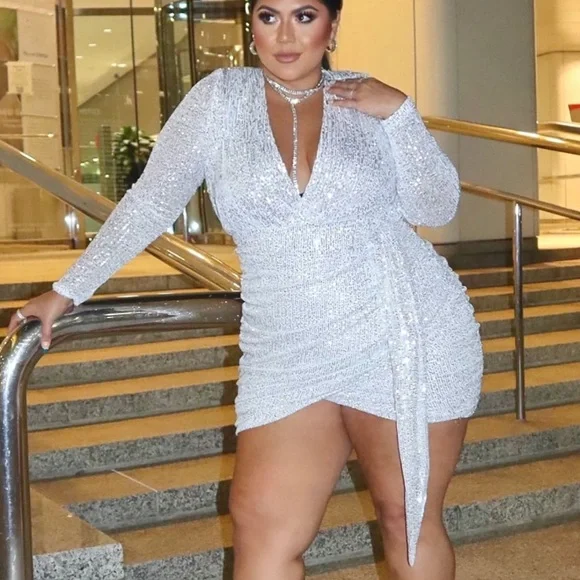 Silver Sequin Fashion Nova Plus Size Sequin Dress Sequin Stage